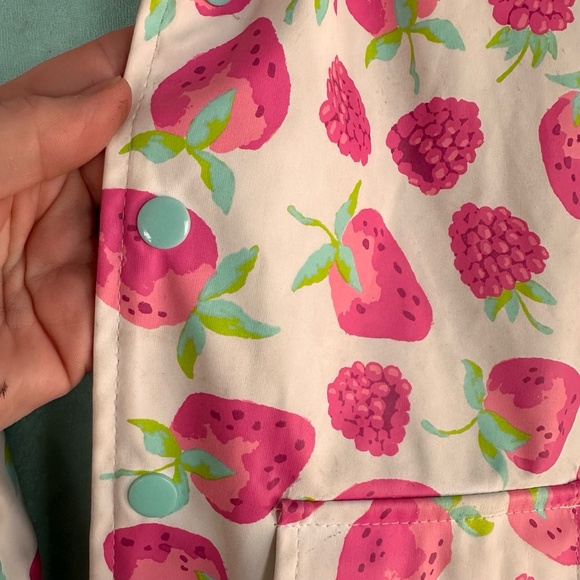 Hatley Strawberry Print Hooded Girls Size 3 Raincoat Jacket - Picture 4 of 9